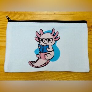 Cute Axolotl Reading Zippered Pouch